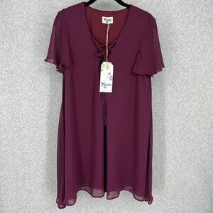 Show Me Your MuMu Kylie Lace Up Dress Size S Purple Mini Oversized Boho Chic NEW